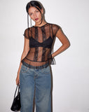 Image of Amrita Unlined Top in Dobby Mesh Black