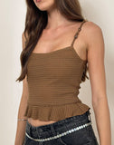 Image of Analu Cami Top in Brown with Beaded Straps