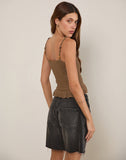 Image of Analu Cami Top in Brown with Beaded Straps