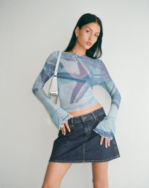 Image of Mini A-Line Skirt in Denim Indigo