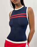 Image of Monlo Top in Airtex Navy with Red Stripe