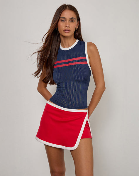 Image of Andeci Sport Skort in Red with White Binding