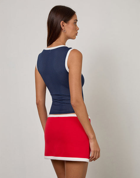 Image of Monlo Top in Airtex Navy with Red Stripe