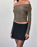 Image of Andi Long Sleeve Bardot Top in Gold Lurex