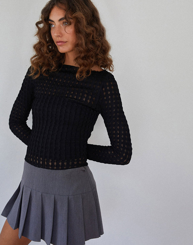 Image of Angela Long sleeve Top in Crinkle Black