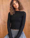 Image of Angela Long sleeve Top in Crinkle Black