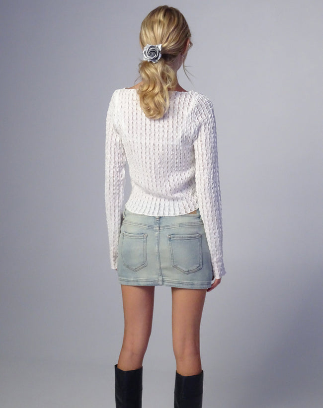 Image of Angela Long Sleeve Top in Crinkle White