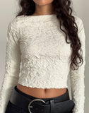 Image of Angela Textured Long Sleeve Top in Jersey Cream