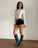 Image of Angela Textured Long Sleeve Top in Jersey Cream