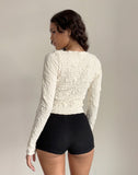 Image of Angela Textured Long Sleeve Top in Jersey Cream