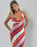Image of Anira Maxi Dress in Pink Chiffon Painted Stripe