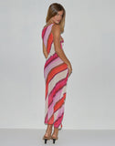 Image of Anira Maxi Dress in Pink Chiffon Painted Stripe