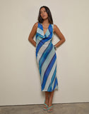 Image of Anira Dress in Chiffon Painted Stripe Blue