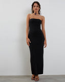 Image of Annalise Bandeau Slinky Maxi Dress in Black