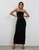 Image of Annalise Bandeau Slinky Maxi Dress in Black