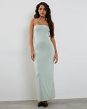 Image of Annalise Bandeau Slinky Maxi Dress in Mint