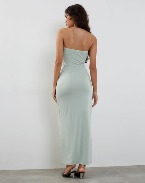 Image of Annalise Bandeau Slinky Maxi Dress in Mint