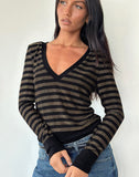 Image of Annora Long Sleeve Top in Lurex Gold Stripe