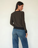 Image of Annora Long Sleeve Top in Lurex Gold Stripe