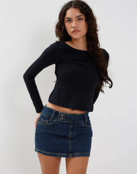 Rigid Micro Denim Skirt in Heritage Blue