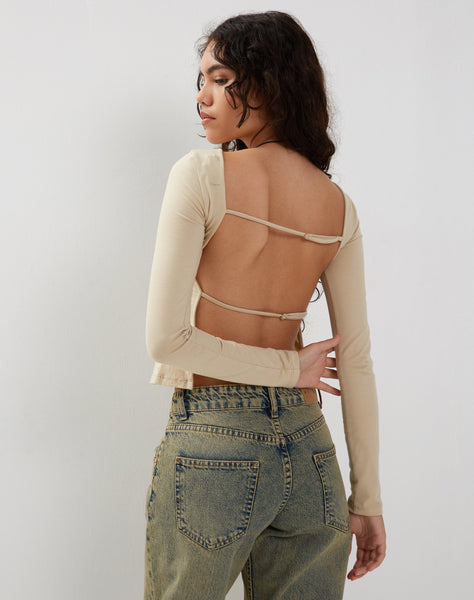 image of Ansita Long Sleeve Top in Coconut Milk