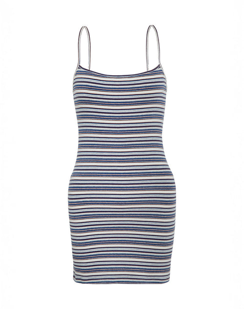 Image of Anzhelina Strappy Mini Dress in Multi Blue Stripe
