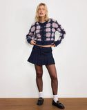 Image of Anzio Button Up Cardi In Multi Check Navy and Pink