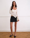 Image of Aqsa Long Sleeve Top in Floral Flock Cream