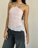 Image of Arabella Halterneck Top In Mesh Pink