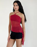 Image of Arabella Halterneck Top in Mesh Cherry