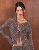 Image of Araceli Tie Front Top in Basic Polka Brown