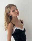 Image of Araminta Mini Dress in Black Velvet with White Lace Detail