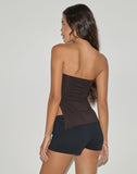 Image of Aravie Ruched Bandeau Top in Chocolate Brown