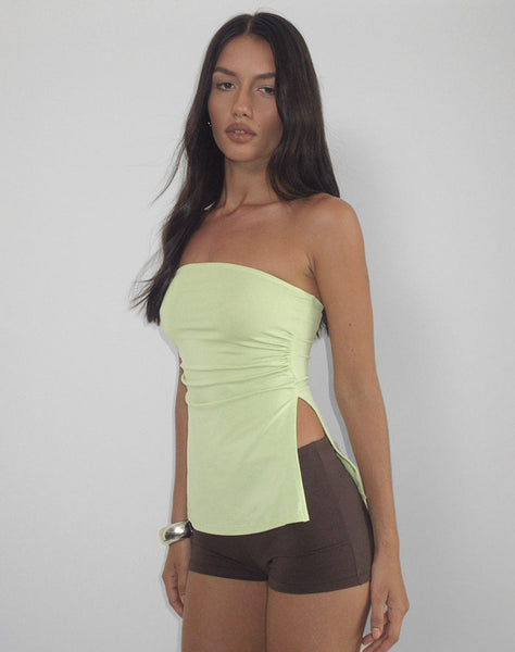 Image of Aravie Ruched Bandeau Top in Pistachio