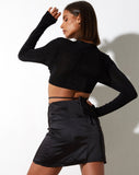 image of Araya Mini Skirt in Satin Black