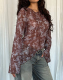 Image of Arcelia Long Sleeve Mesh Top in Botanical Shadow Brown