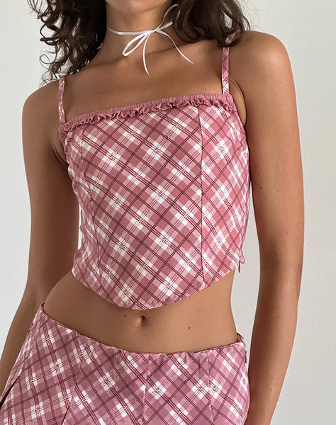 Image of Archie Corset Top in Pink Tartan