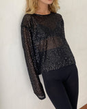 Image of Aridani Unlined Long Sleeve Top in Black Sequin