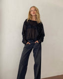 Image of Aridani Unlined Long Sleeve Top in Black Sequin