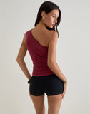 Image of Arika Asymmetric Cut Out Top in Cupro Burgundy