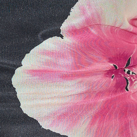 Arira Halterneck Top in Black with Pink Watercolour Flower