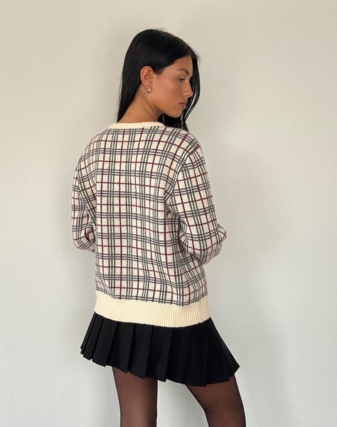 Image of Arlene Cardigan Checked Knit Cream