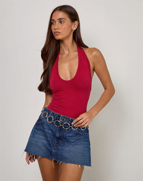 Image of Arlet Plunge Bodysuit in Adrenaline Red