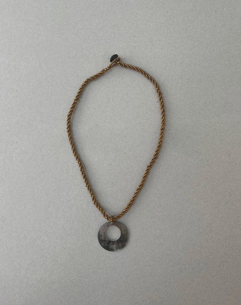 image of Arma Necklace with Round Shell Pendant in Gold