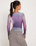 image of Armali Long Sleeve Top in Mesh Pink Digi Print