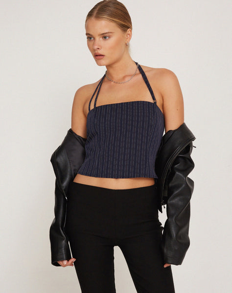 Image of Arreta Crop Top in Pinstripe Navy