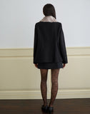 Image of Arsil Double Breasted Coat in Black Wool
