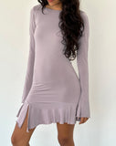 Image of Arwen Backless Ruffle Mini Dress in Slinky Mauve