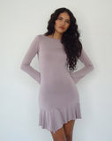 Image of Arwen Backless Ruffle Mini Dress in Slinky Mauve