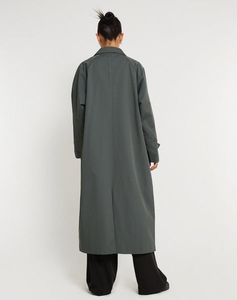 image of Assa Trench Coat in Light Charcoal with Stripe Lining